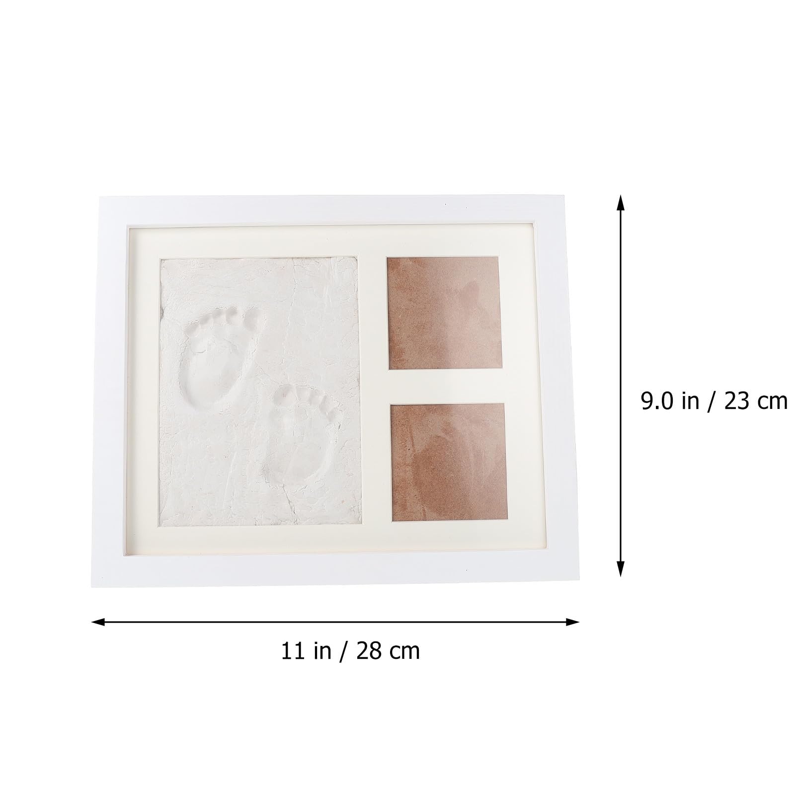 HOMSFOU Marcos de Fotos DIY con Huella de Mano para Niña Marco Múltiple de Madera con Tinta Decoración Creativa para Mostrar Fotos y Huellas Infantiles Blanco