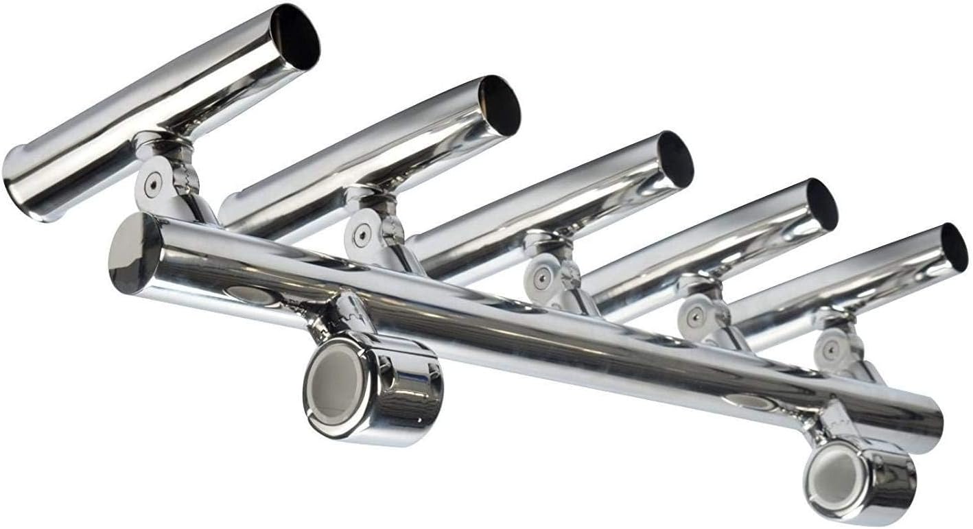 Yaemarine 5 Tube Adjustable Stainless Rod Holders ,L Size-1-1/2 inch or 1-3/5 inch Can Be Rotated 360 Deg