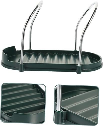 Miniatura 2 de YARNOW Bandeja de acero inoxidable, bandeja de acero inoxidable, soporte de cucharón de silicona, soporte de cuchara de silicona, soporte de cuchara