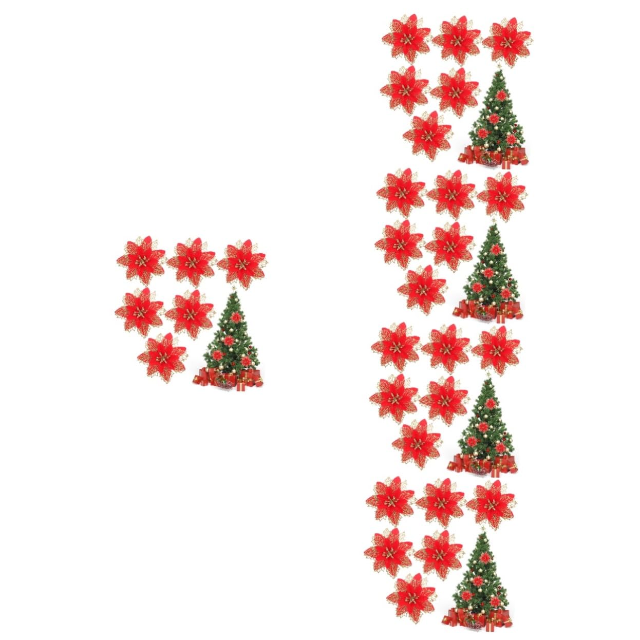 Cabilock 30piezas Flores Artificiales De Navidad para Decoración De Árbol Adornos para De Navidad Accesorios De Flores De Poinsettia Decoración para Bodas y Cumpleaños