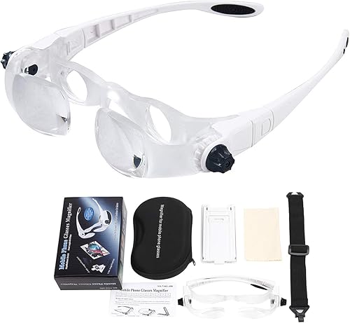 Lupa montada en la cabeza para teléfono móvil TV Lupa de lectura de 1.5X a 3.8X Zoom de 0 a +300 grados Lupa manos libres ajustable para visión de
