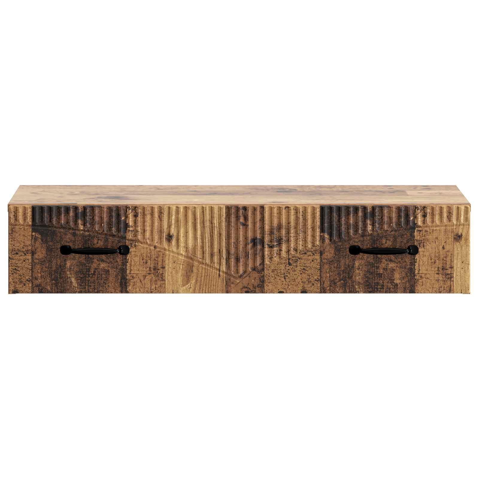 Montowany na ścianie stolik pomocniczy o wyglądzie starego drewna, kompaktowa konsola ścienna z szufladą, 87,5 x 34,5 x 17 cm do salonu i korytarza