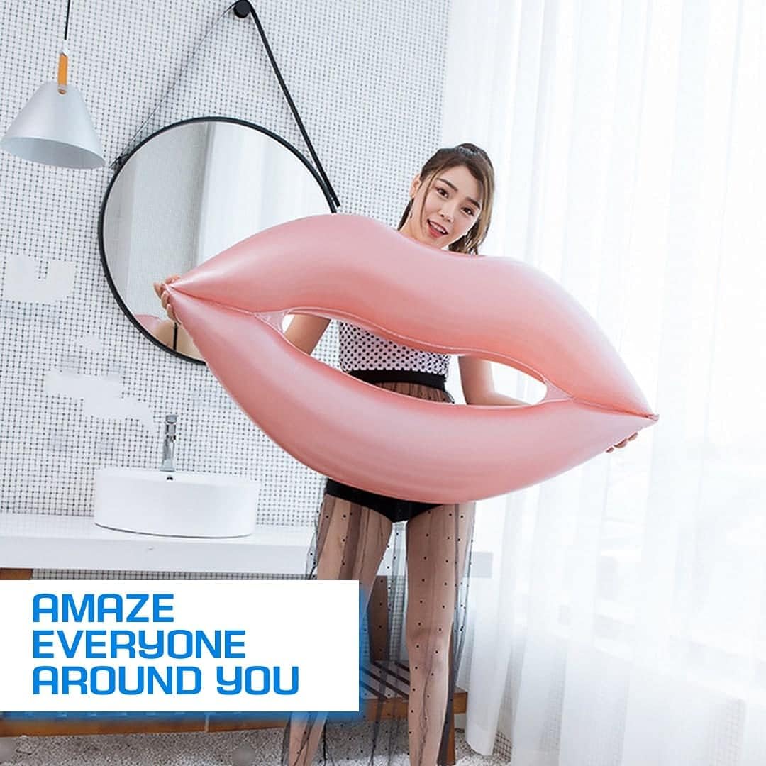 Giant Swimming Lips Pool Float – 43.3 x 31.5 Inch Giant Pink Lips Pool Float Adult Water Lounger Big Inflatable Mouth Print Row Water Toy Rest Pink
