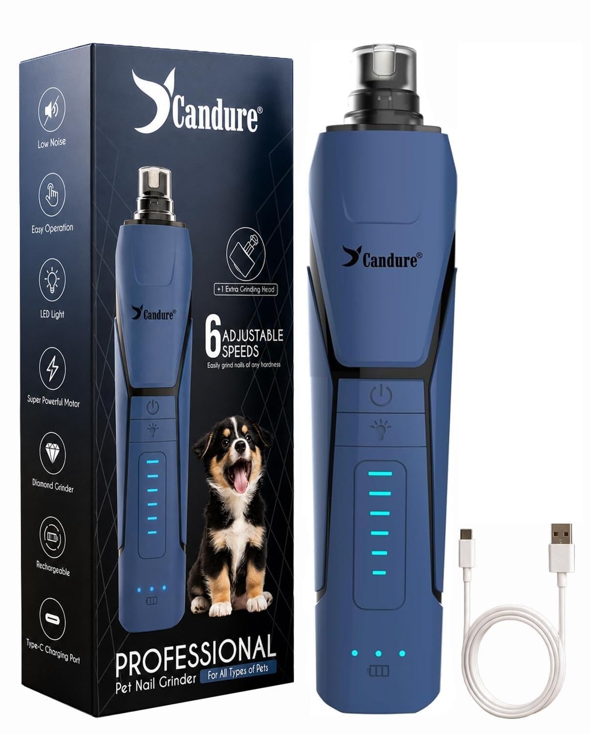 Candure Quiet Dog Nail Grinder - Stress-Free Grooming -1 Candure Quiet Dog Nail Grinder - Stress-Free Grooming -1