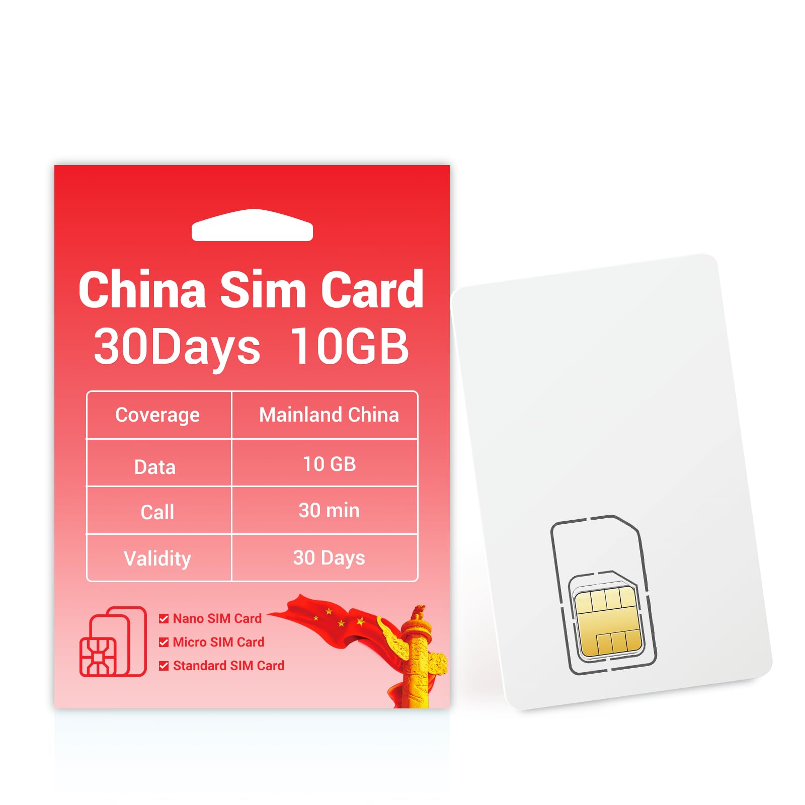 Amazon.com: 中國SIM 卡30 天10GB,中國大陸Sim 卡附手機號碼需要啟動4G/5G 營運網絡30 分鐘本地通話: 手機和配件