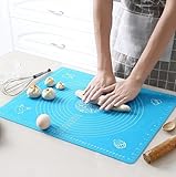 LinaLife Alfombrilla de silicona para repostería de 27.6 x 19.7 pulgadas, con medición, sin BPA, antiadherente y antideslizante, suministros para hornear, pizza, pastel, corteza