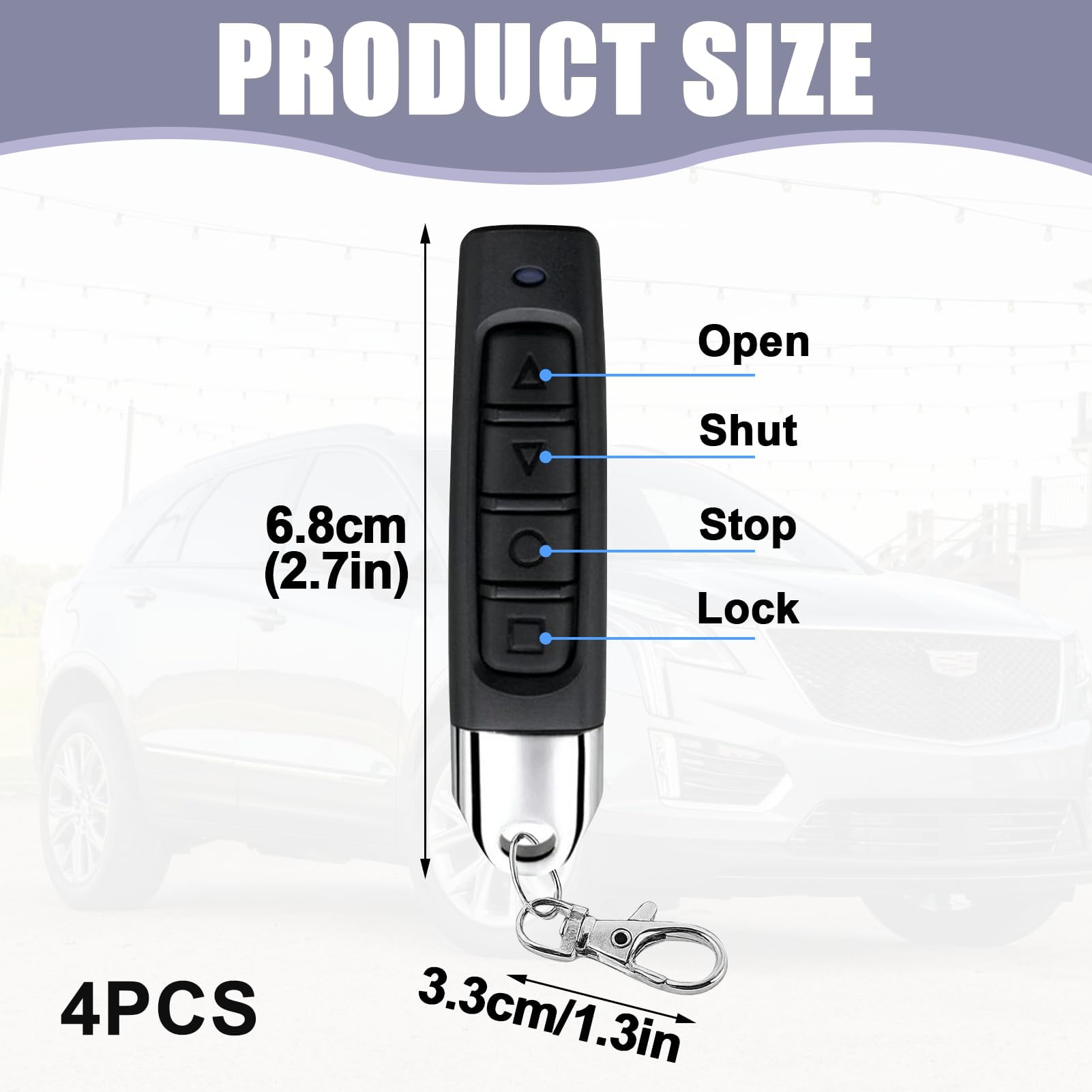 4 piezas 433 MHz Mando a distancia universal para puerta de garaje, interruptor remoto para puerta de garaje para clonar con 4 canales, emisor manual para puerta de garaje duplicador