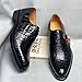 Authentic Real Crocodile Skin Businessmen Black Brown Dress Shoes Genuine Exotic Alligator Leather Male Monk Strap Dress Oxfords (Black, Adult, Men, 9.5, Numeric, US Footwear Size System, Medium)