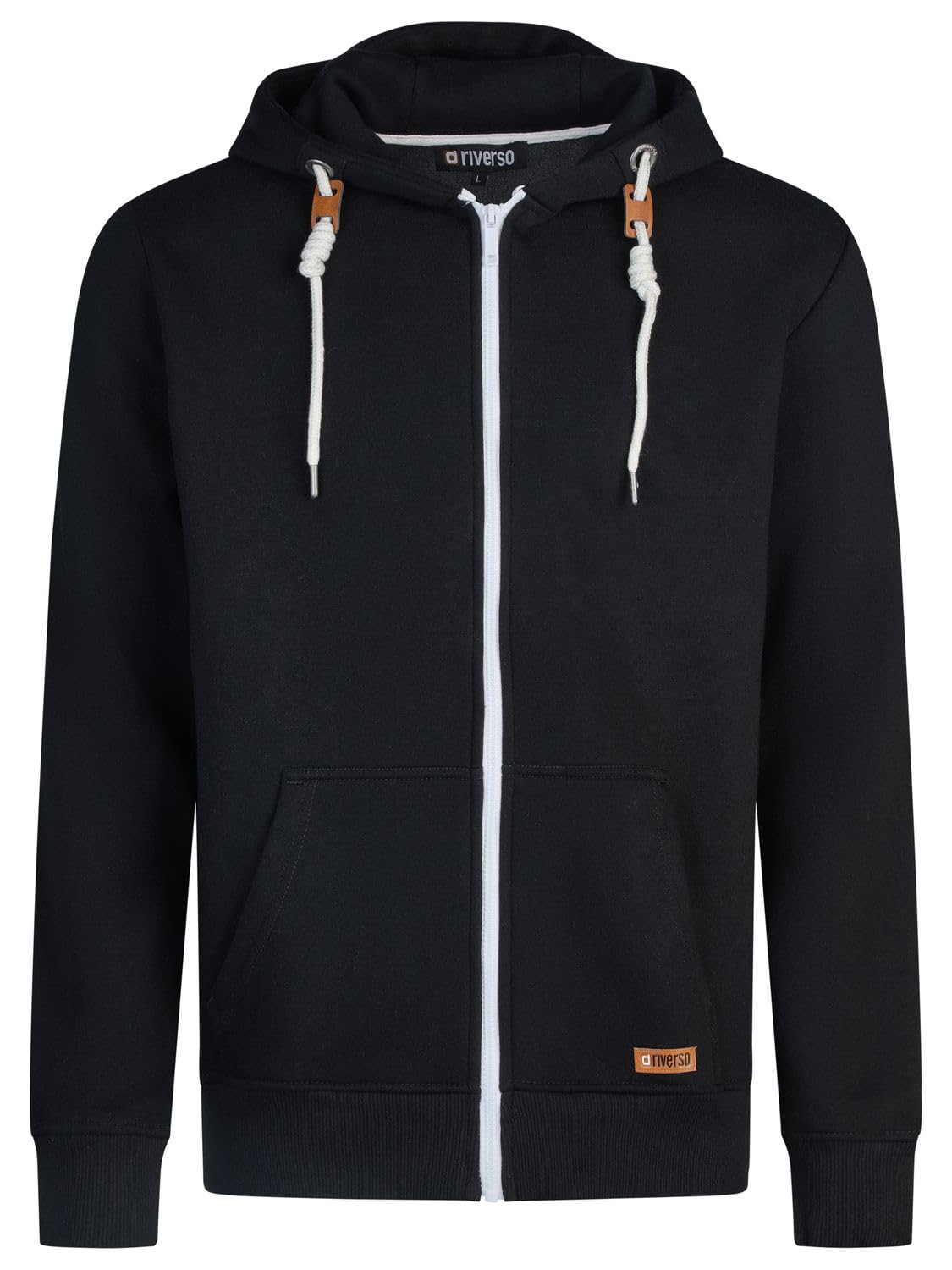 riverso - Felpa da Uomo con Cappuccio RIVThilo con Cappuccio e Zip, in Cotone a Tinta Unita, Colori: Grigio, Marrone, Verde, Rosso, Blu, Nero