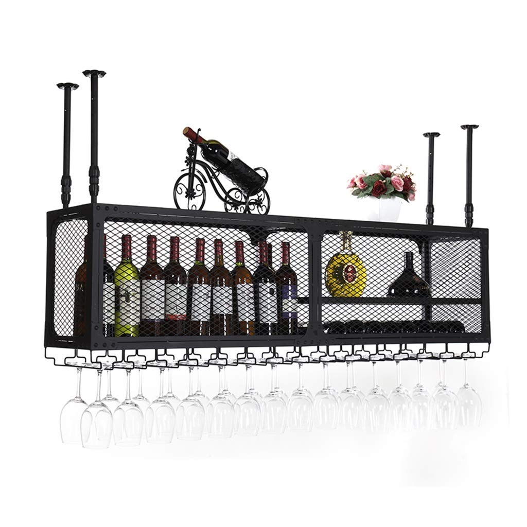 Estante para vinos con barra invertida en hierro forjado de estilo loft
