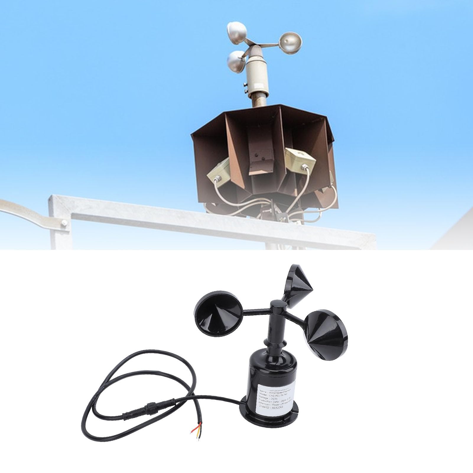 Haofy Windgeschwindigkeits-Anemometer 5 V DC, Kompatibel mit Unteren und Seitlichen Verkabelungsoptionen