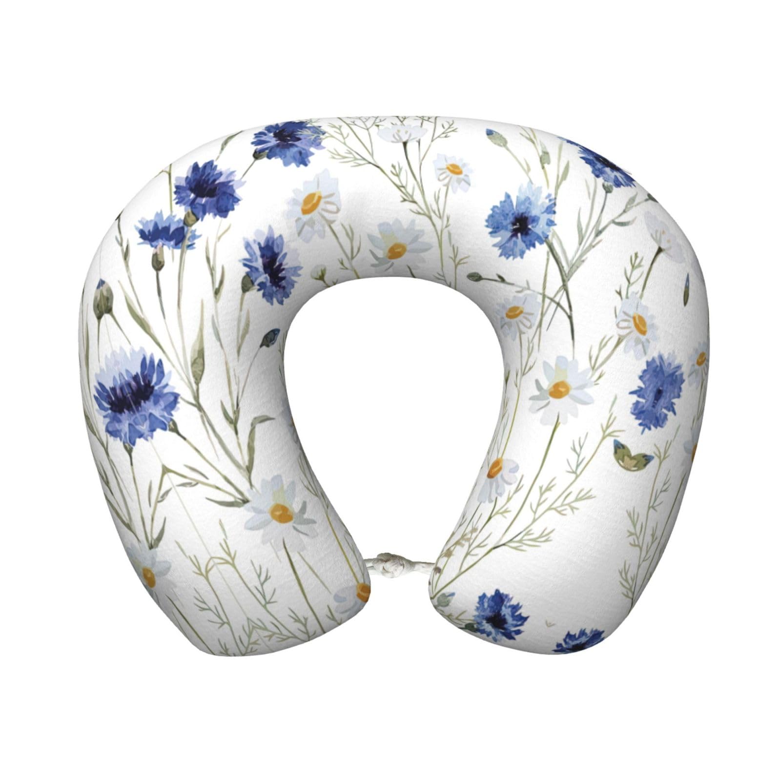 Oreiller de voyage en mousse à mémoire de forme bleuets et marguerites