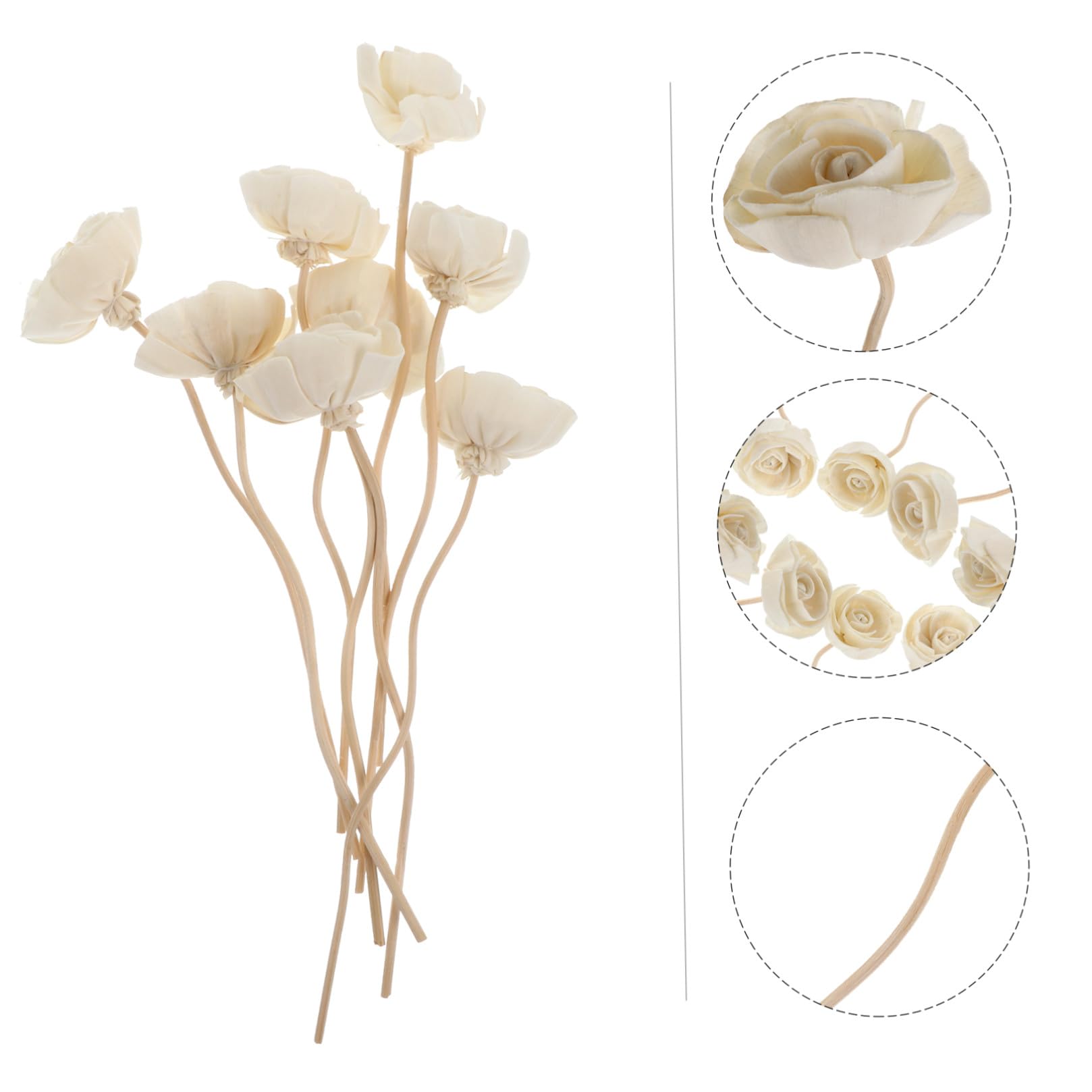 4 Sätze Teiliges Natürliche Rattan Duftstäbchen Mit Rosenblüten Design Schnell Absorbierend Für Ätherische Öle Raumduftverstärkung Und Dekorative Aromatherapie Im 8 Stück * 4