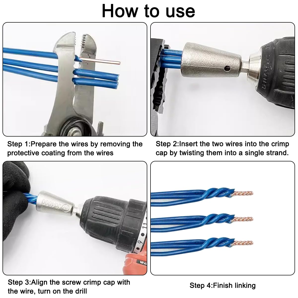 Set Torsione Per Trapano AFUNTA - Connettori Cavi Con 50 Tappi Isolanti