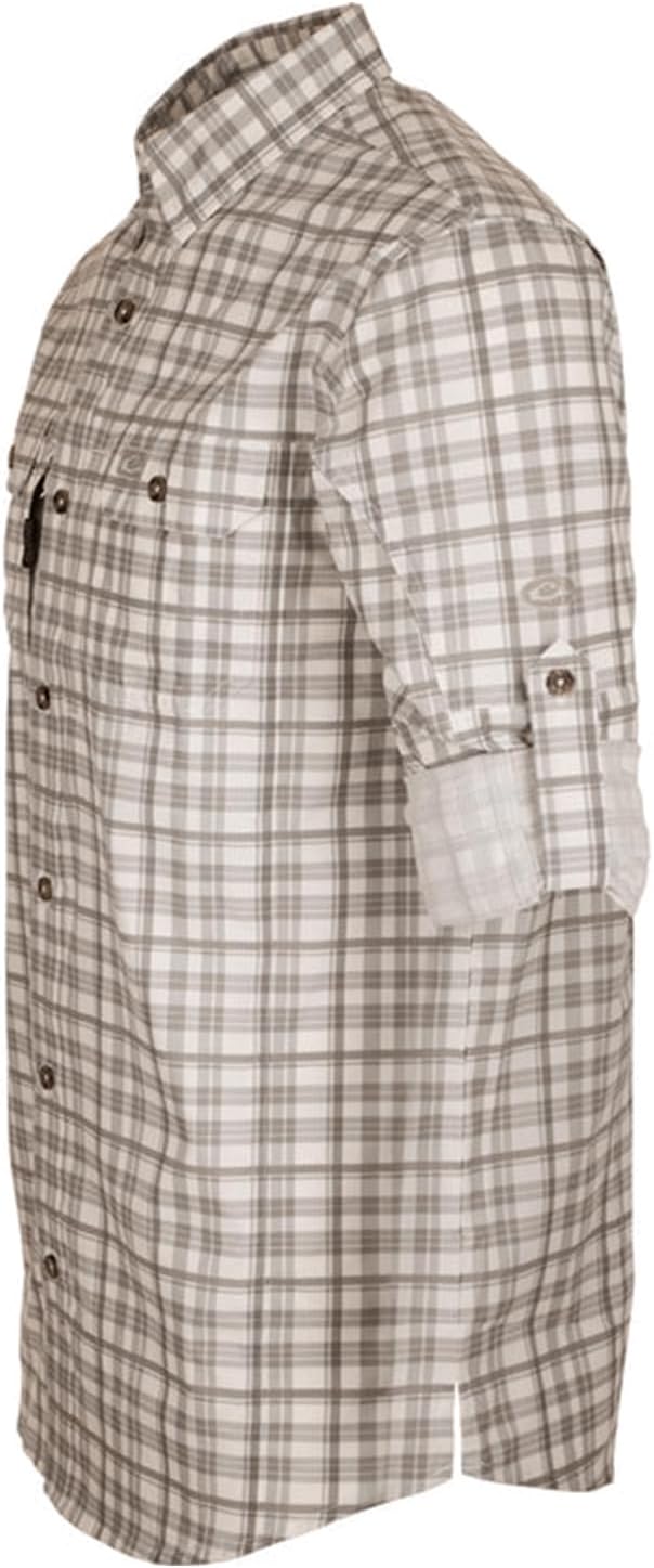 Drake Waterfowl Men's Hunter Creek Window Pane UPF-30 Moisture-Wicking Stretchy Casual Button-Down Long-Sleeve Plaid Shirt, Choclate Chip, Large - Image 2