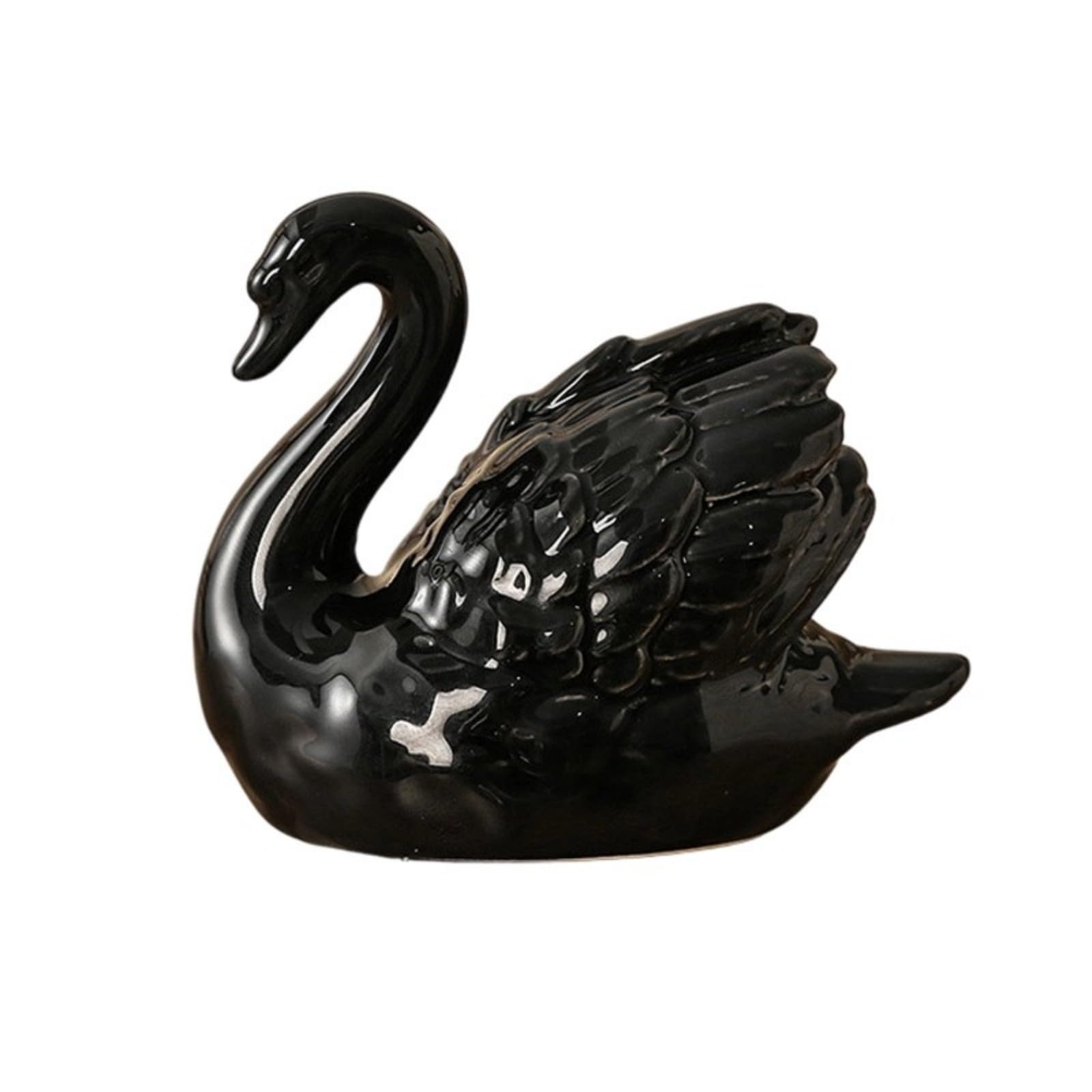 SHINLHUA White Porcelain Ducks Statue Decorative Toilet Bolt Cover for Living Room Bathroom Decors and Anniversary Present Black and White Ducks Decors