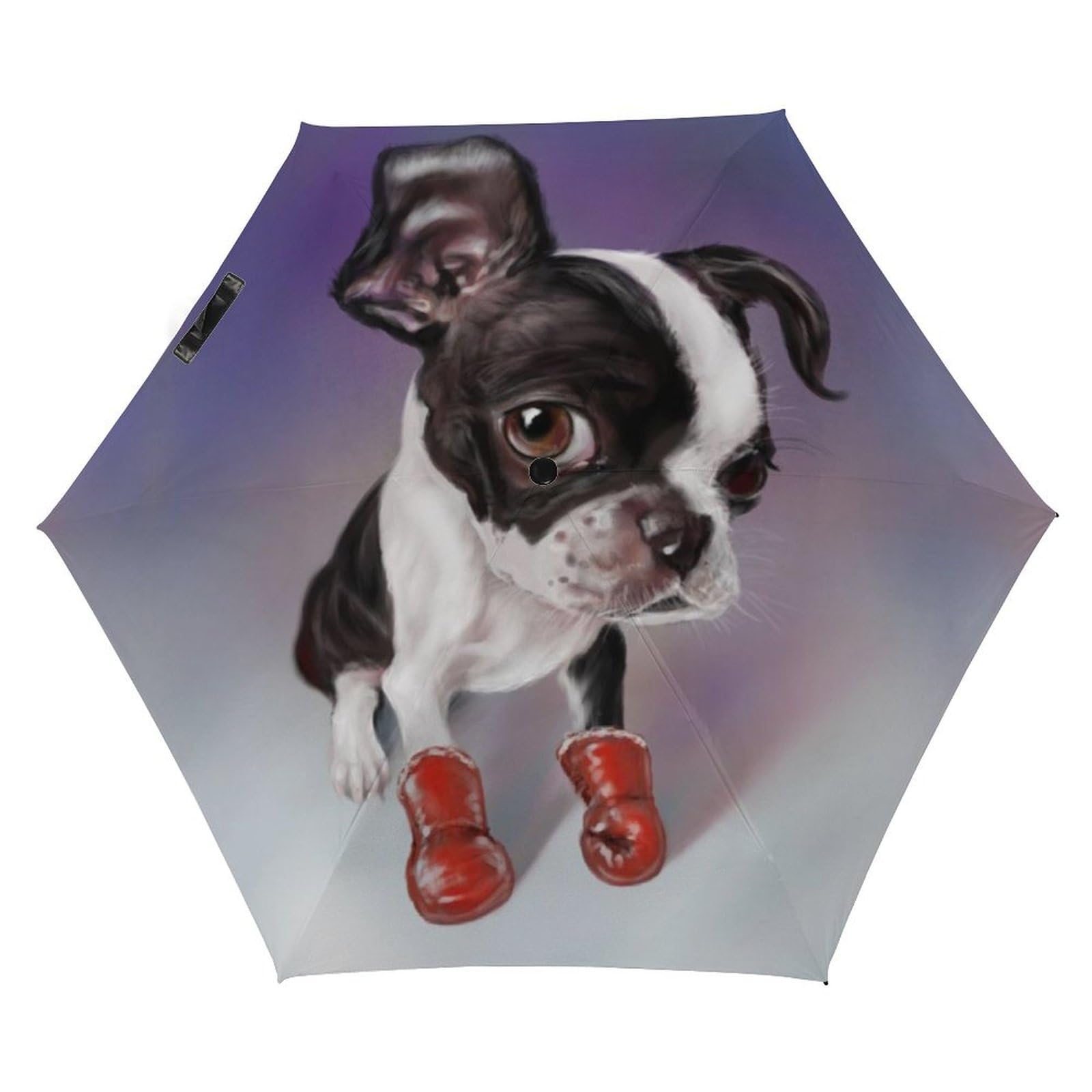 Dgsxynth Folding Umbrella, Boxing Boston Terrier Umbrella,5 Fold Travel Umbrella for Windproof, Rainproof