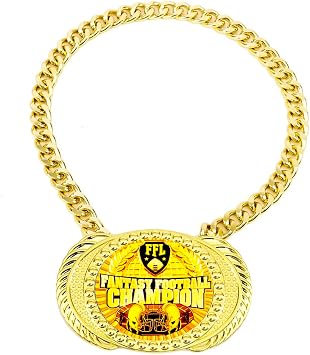 Fantasy Football Championship Chain Medal Trophy Ring Gold Award Medal MVP Necklace Champion Chain Winner Prize Trophy Pendant Necklace