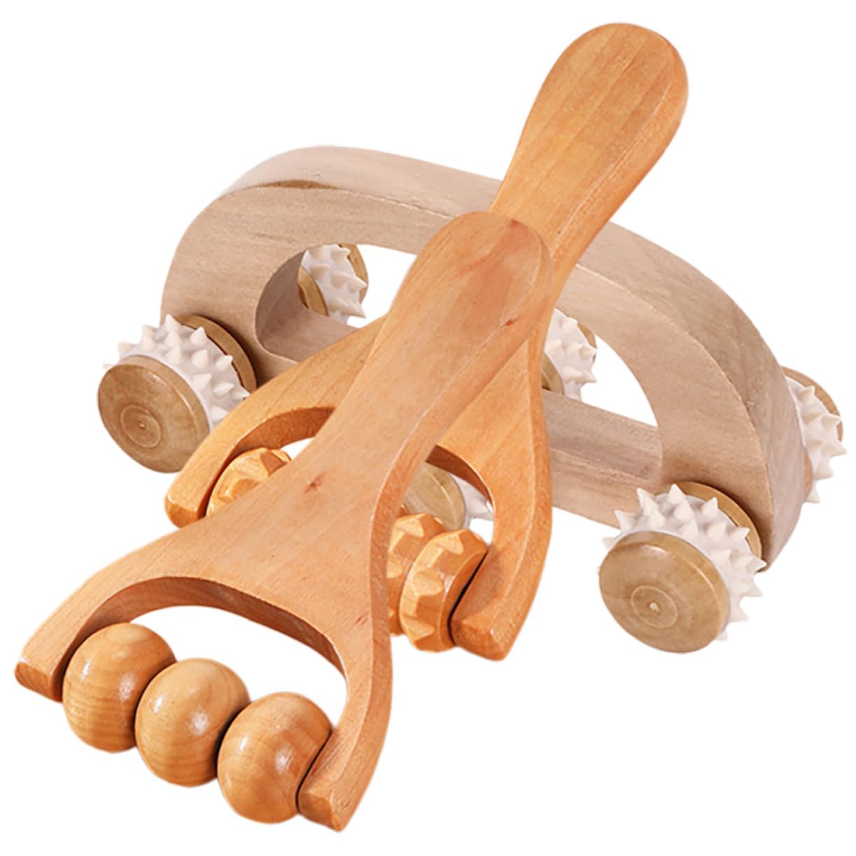 3 Set Set Massaggiatore Adulti Massaggiante Corpo Muscolo A Mano Massaggiatore A Mano Rulli Portatile Massaggio A Manuale Kit Di Legno 3 Pezzi * 3