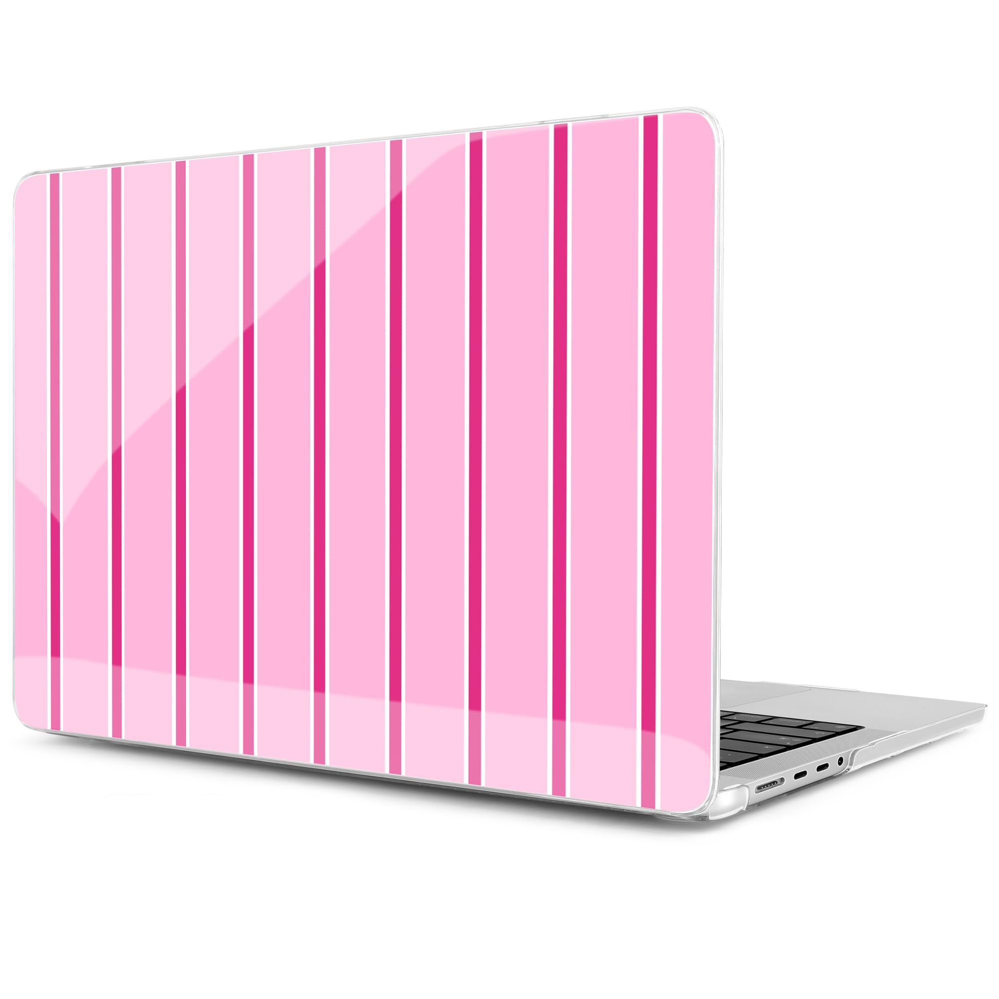 MEEgoodo Case for MacBook Pro 14 inch (M5/M4/M3/M2/M1) Pro/Max 2026 2025 2024 2023 2021, Case Fit Model A3427/A3426/A3434/A3112/A3401/A3185/A2918/A2992/A2779/A2442, Magenta&amp;White Stripes