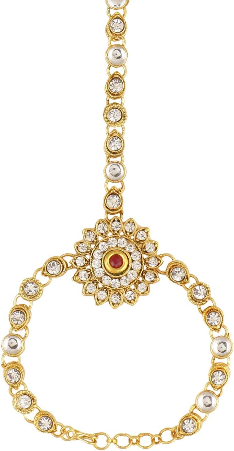 Efulgenz Indian Bollywood Kundan Finger Ring Link Chain Wedding Bridal Bracelet Hand Harness Slave Bracelet Jewelry - Image 5