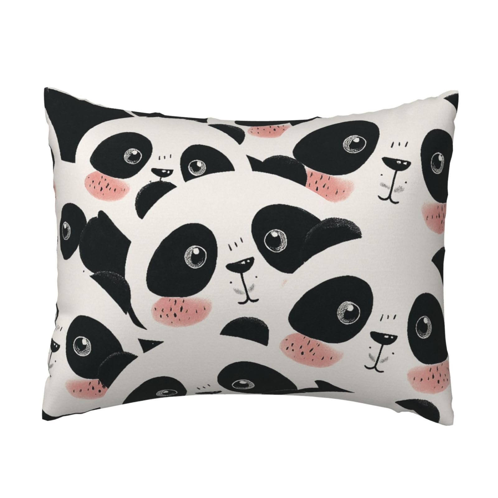 Cute Panda Face Pillowcase Soft Plush with Zipper Decorative Pillowcovers 16x20 in