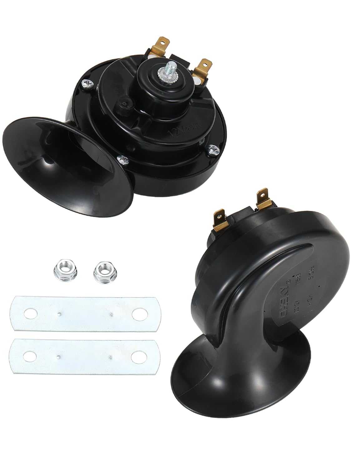 Greluma 2 Pz Clacson per auto 12V 115dB, clacson elettrico universale ad alta potenza, compatibile con la maggior parte di auto, veicoli fuoristrada, motociclette e camion, 80 mm