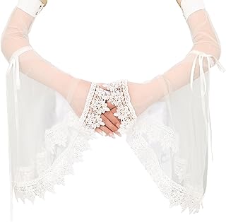 Long Tulle Sleeves Detachable Sleeves Victorian Lace Arm Sleeves for Women Wedding Halloween Party