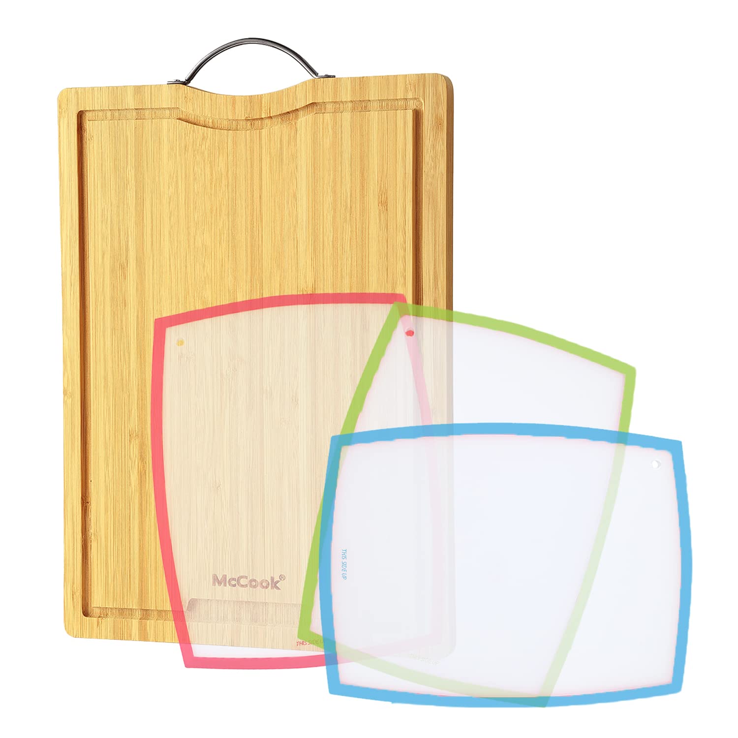 Amazon.com: McCook® MCW11 Bamboo Cutting Boards Set of 4, Chopping