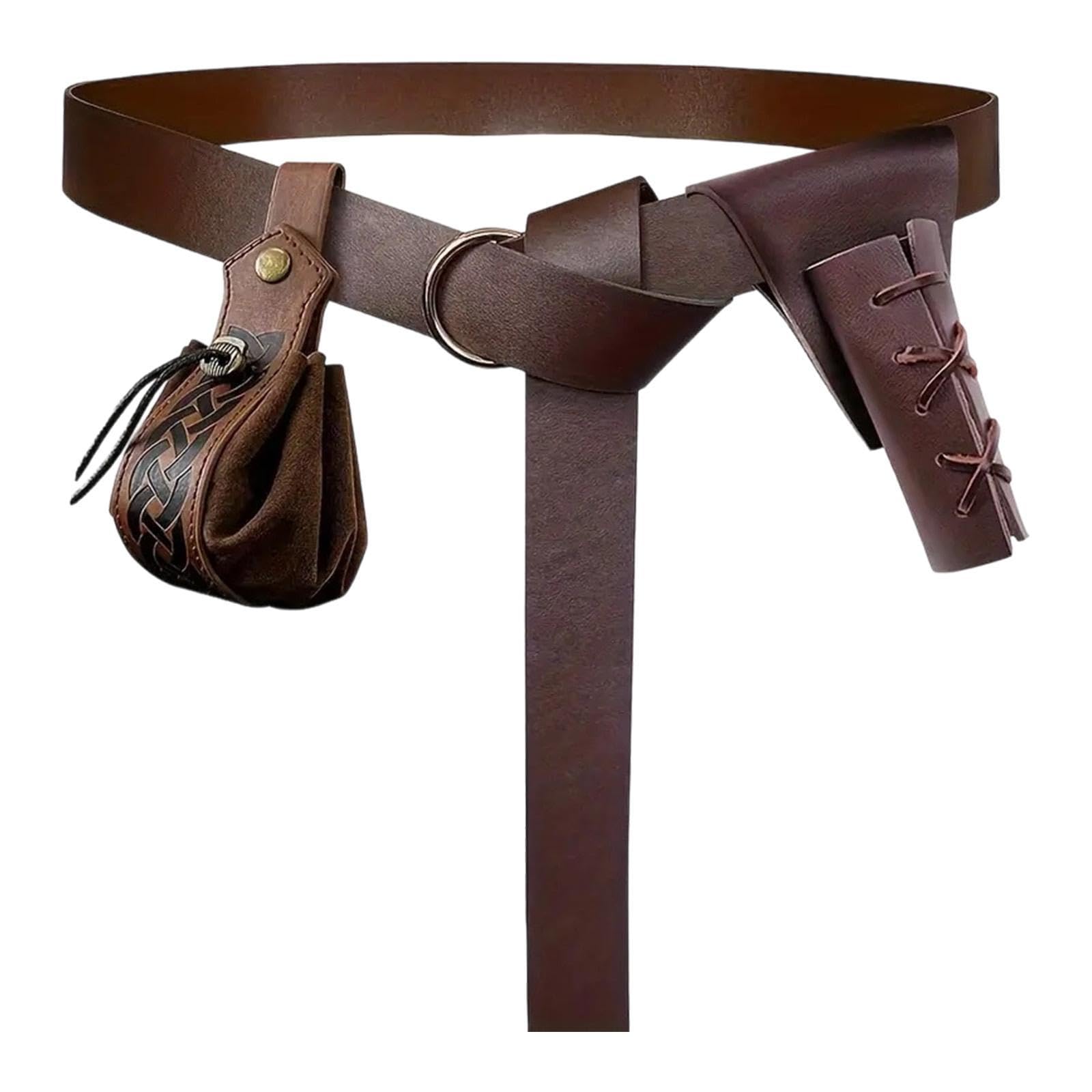 Medieval O Belt Holiday Women Men Purse Waist Bag Viking Pirate Cosplay Brown-image-21