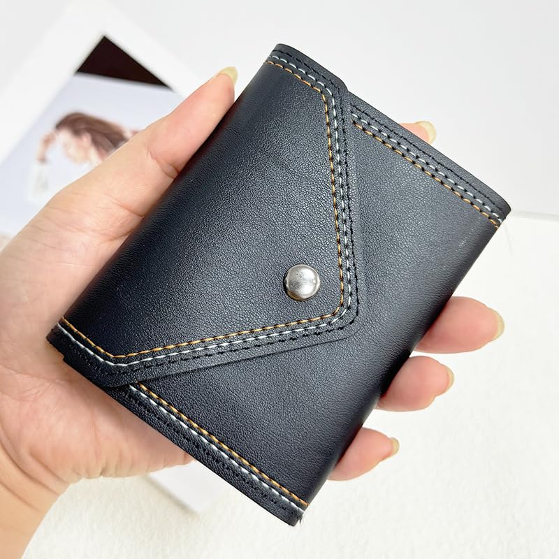 Women's PU Envelope Card Holder Wallet, Organ-Style Multi - Slot Credit Card Case with Snap, Portable for Travel, Work, Shopping(Black)