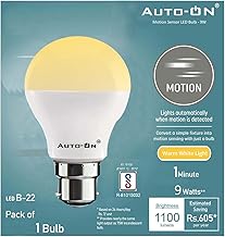 Auto-ON Motion Sensor LED Bulb (9W) (Automatic ON/OFF) (Works both during Day/Night) (Only Motion Sensong) (One Year Warranty) - Warm White- Pack of 1