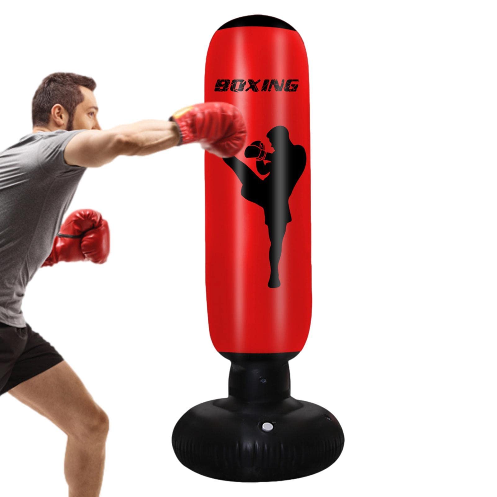 Sacco da boxe autoportante, 170,2 cm, colonna con supporto, sacco da boxe in piedi, attrezzatura da boxe per interni ed esterni, casa, esercizio, rosso Ventdouce