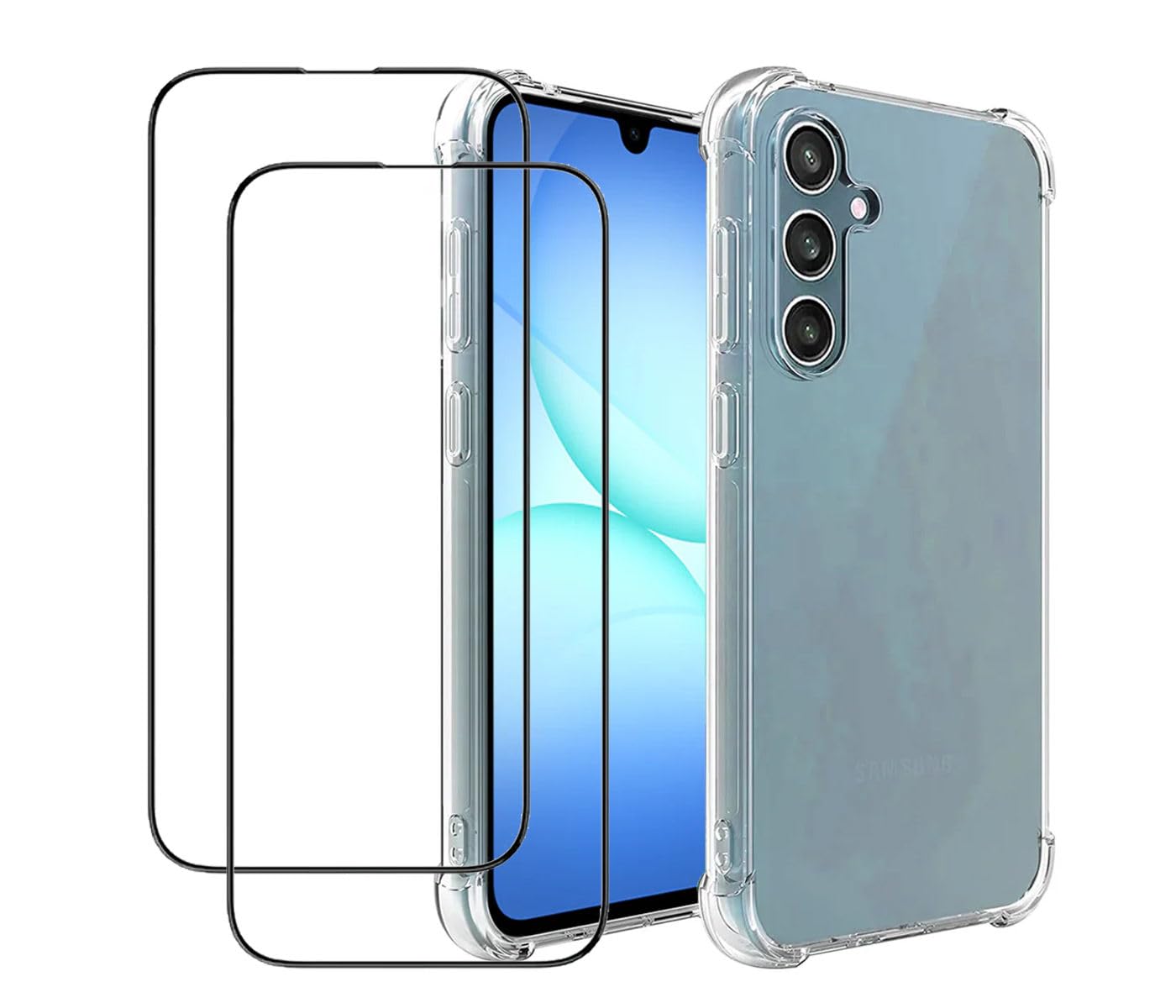 ZOLO 3 in 1 Protective Clear Case Cover Samsung Galaxy S25 FE with 2 Pack 9D Tempered Glass Ultra Clear Screen Protector