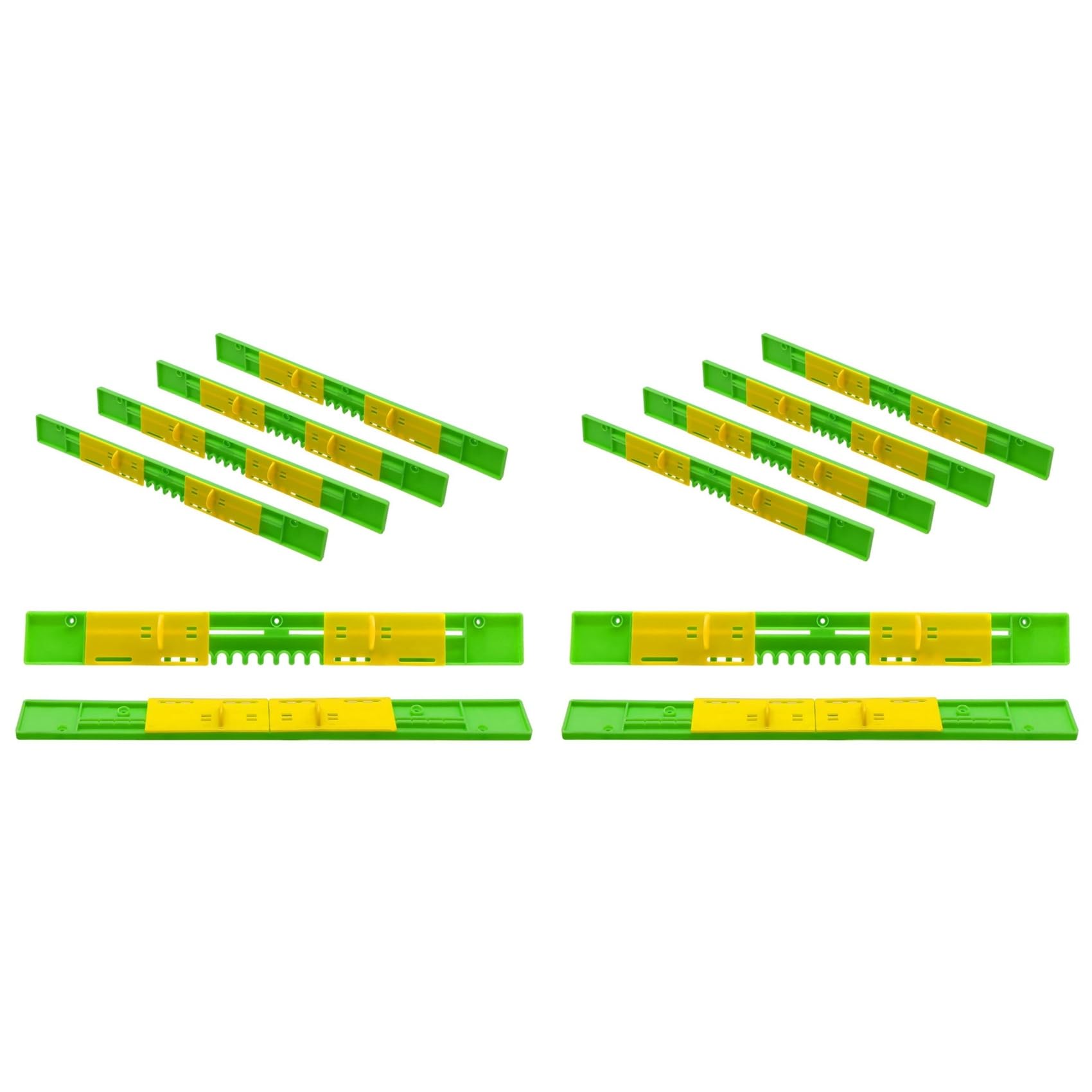 Jnchdghwa Green & Yellow 12 Pack Beehive Entrance Reducer, Bee Hive Mouse Guard 8 Frame,12.5Inch Plastic Beehive Sliding Mouse Guards