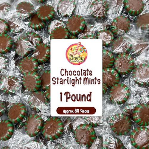 Chocolate Starlight Mints Individually Wrapped, 1 Pound | Mint Chocolate & Starlite Mints for Parties, Offices, Buffets | Rich Cocoa Hard Treats, Premium Candy Gift Bag Favors