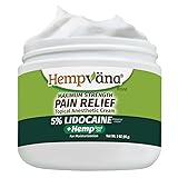 Hempvana 5% Lidocaine Relief Cream, Maximum Strength, AS-SEEN-ON-TV, Strong Cream, Numbs Irritated Nerves for Fast Anorectal Relief, Non-Greasy, Targeted Long-Lasting Relief Enriched with Hemp, 3 Oz