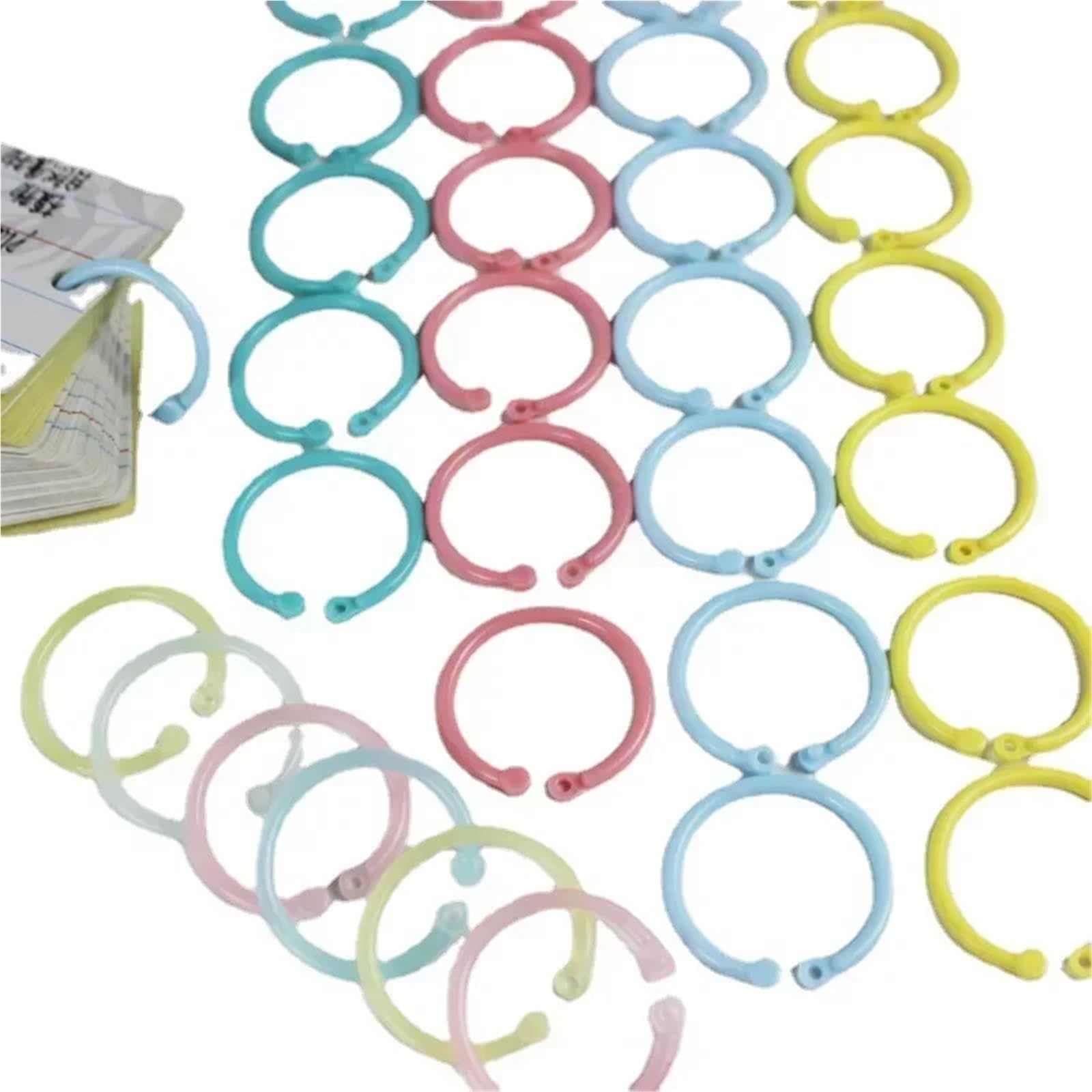 Lomos para encuadernación de hojas sueltas, Anillas de plástico for encuadernación de hojas sueltas, 200 piezas, multicolor, 25 mm
