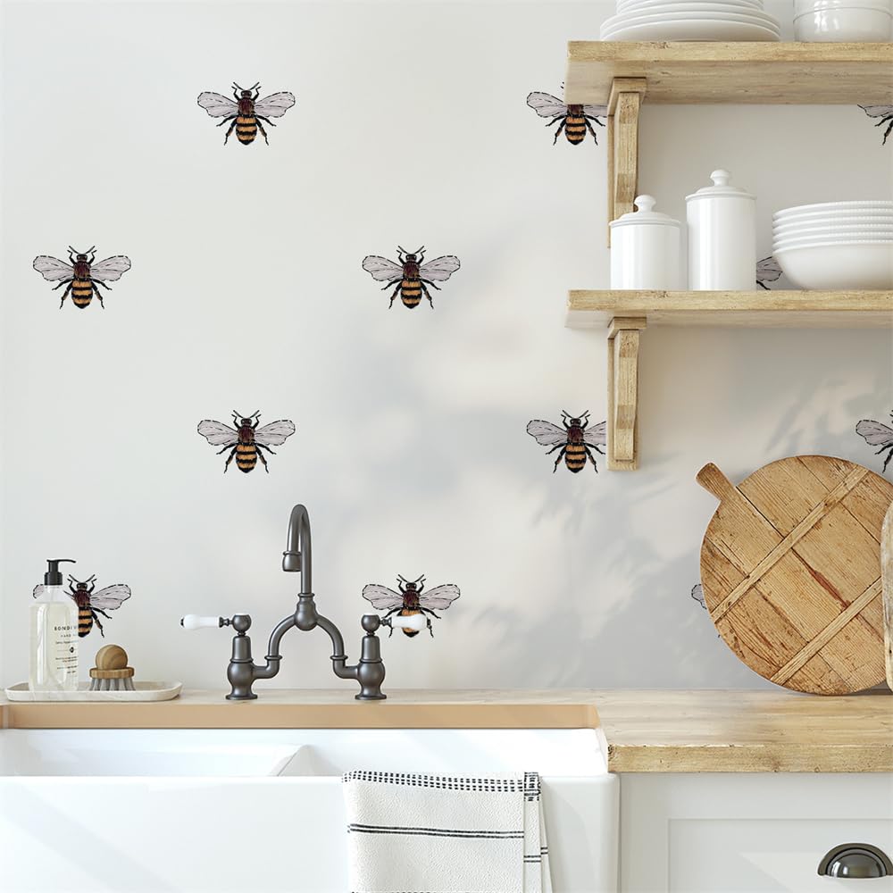 Lnxsesn Tile Stickers Bee Luxurious Pvc Kitchen & Bathroom Wall Tiles Stick-On Tiles 15X15cm/10 Pcs