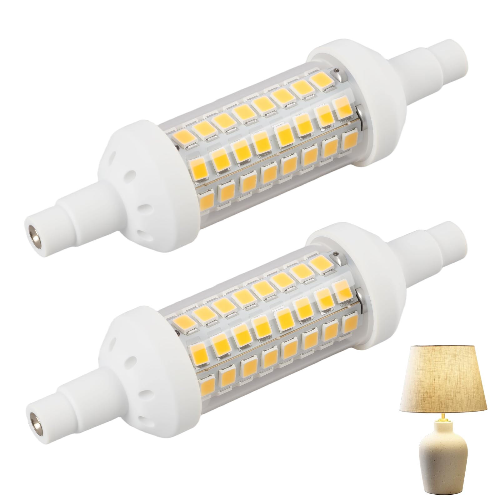 sofun 2-Pack LED Bulb 78mm 6W 220V, Warm White 3000K Double Ended Linear Bulb, Energy Saving Halogen Replacement for Hotels Home Lighting