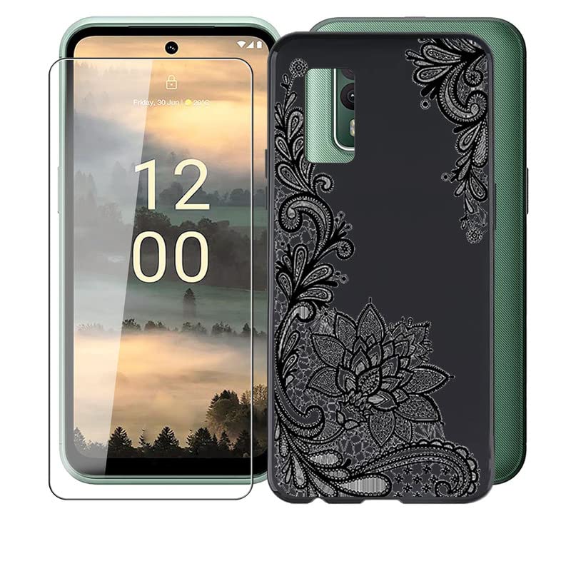 Kit Protezione Per Nokia XR21 5G: 1 Custodia TPU Silicone Nero + 3 Pellicole Vetro Temperato 9H