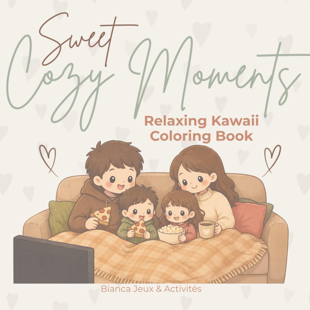 Sweet Cozy Moments: Relaxing Kawaii Coloring Book Filled With Cute Family Moments, Cozy Everyday Scenes, and Comforting Activities for Adults and Teens