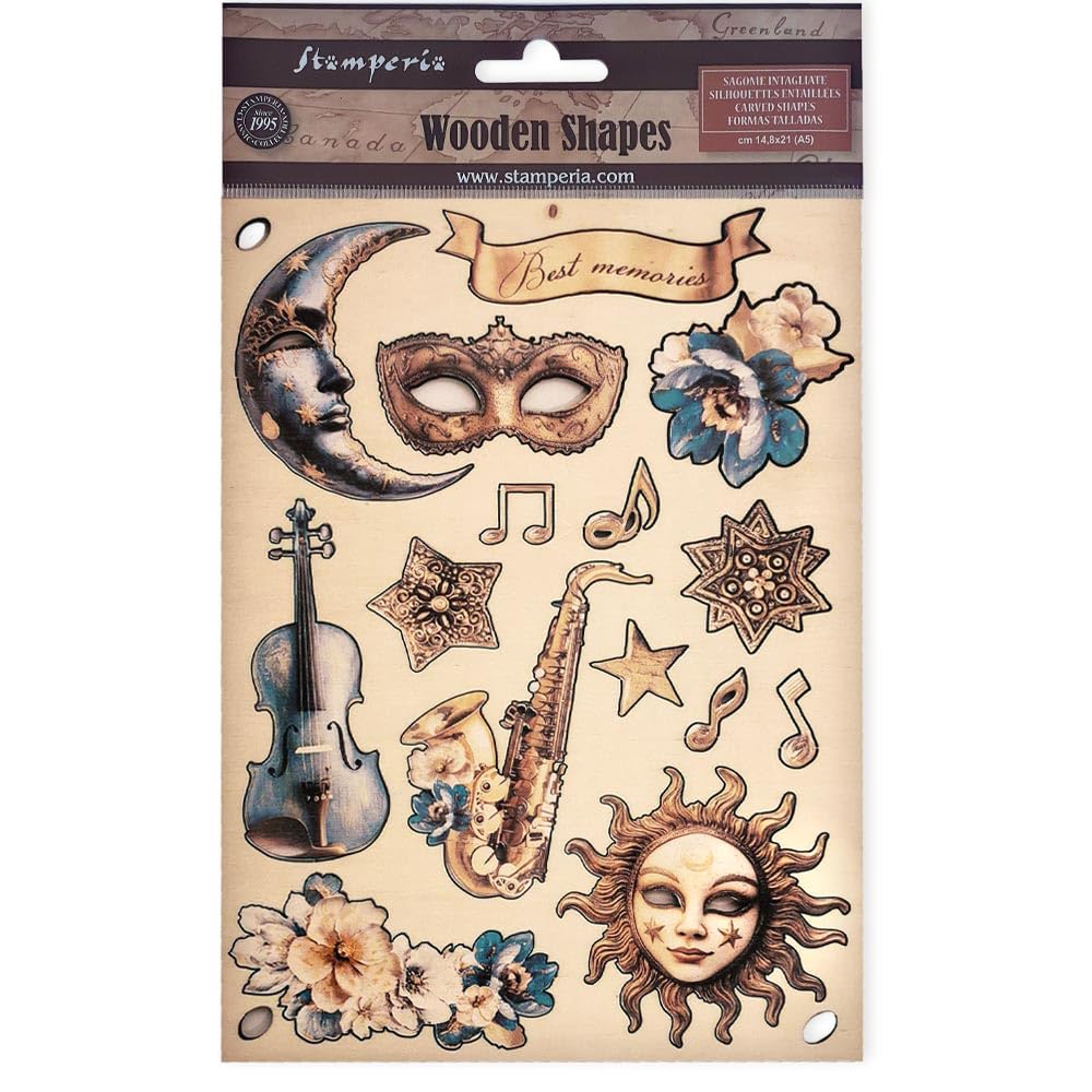Stamperia KLSP178 Coloured Wooden Shapes, Brown, One Size