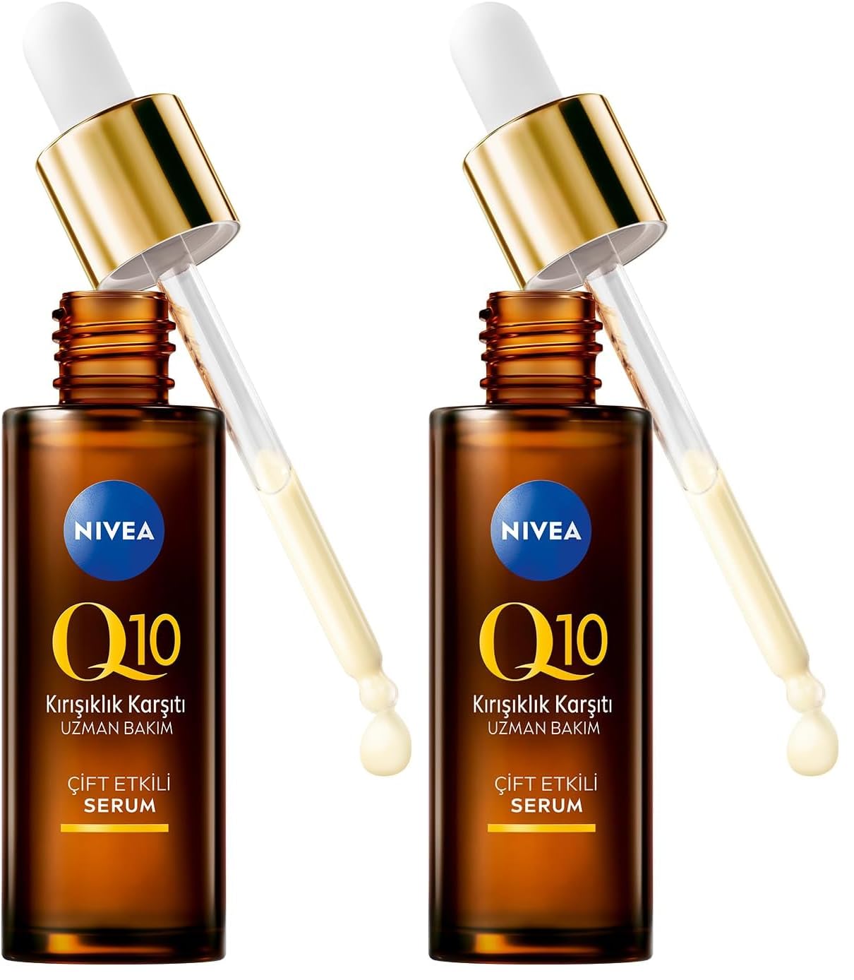 NIVEA Q10 Kırışıklık Karşıtı Çift Etkili Cilt Serumu 30 ml, Saf Q10, Şeker Sebepli Kırışıklık Önleyici (2 paketi)