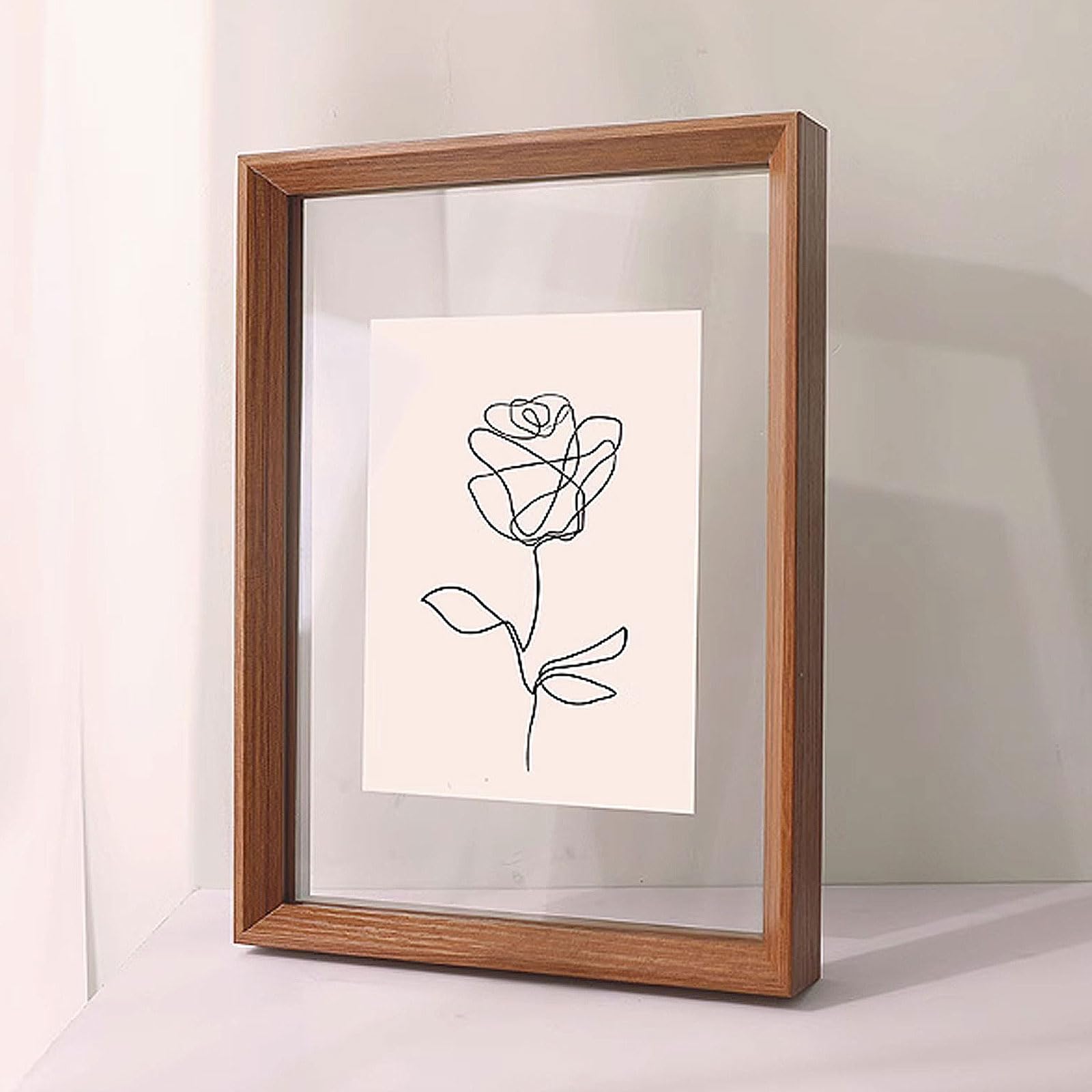 a4 frame, Acrylic Double Sided Transparent Display Frame Multicolor(Walnut,7 inches (12.7 * 17.8cm))
