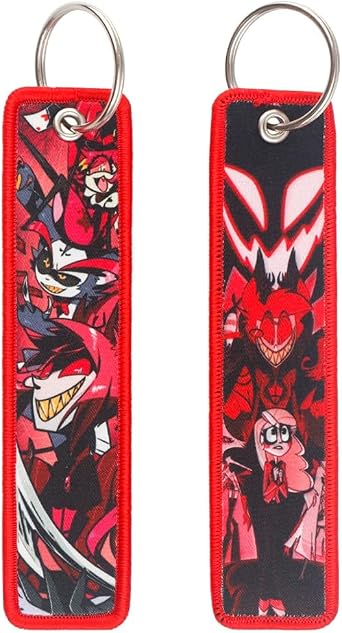 Hazbin Hotel Keychain Jet Tag with Key Ring Cartoon Double Sided 1 Piece