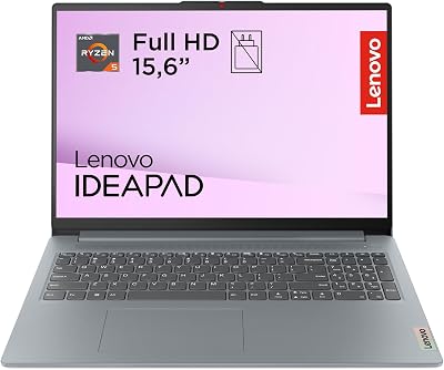 Lenovo IdeaPad Slim 3 Gen 8 – Ordenador Portátil 15.6″ FHD (AMD Ryzen 5 40, 16 GB RAM, 512 GB SSD, Gráficos Radeon 610M, Wi-Fi 6, USB-C, Sin Sistema Operativo) Teclado QWERTY en Español – Gris Ártico