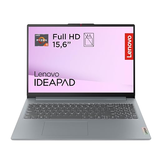 Lenovo IdeaPad Slim 3 Gen 8 Laptop 15.6" FHD (AMD Ryzen 5 40, 16GB RAM, 512GB SSD, Radeon 610M Graphics, Wi-Fi 6, USB-C, No Operating System) Spanish QWERTY Keyboard - Arctic Grey