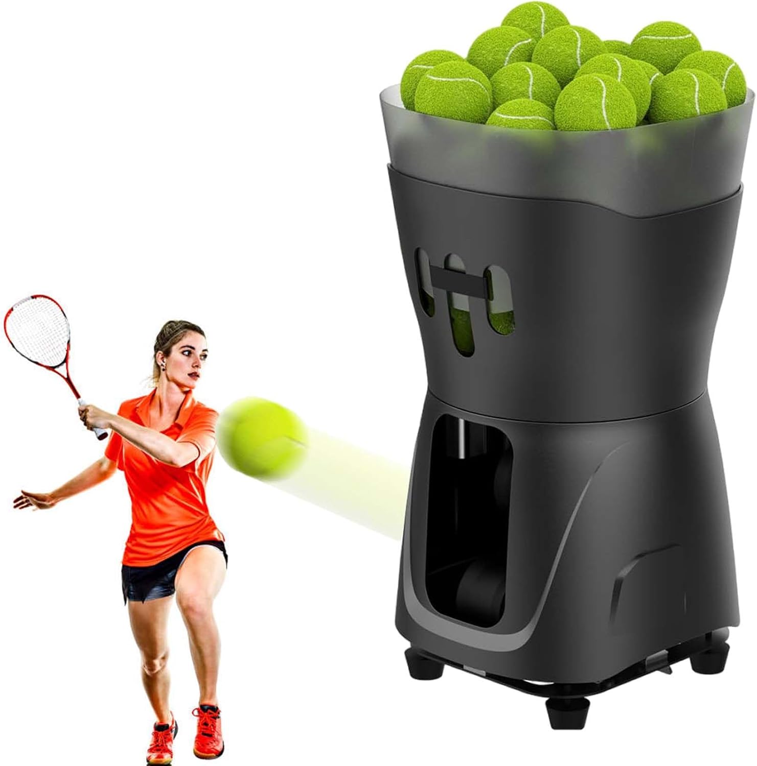 Mini Tennis Ball Launching Machine,14.6V 4A Power Supply,Lightweight Tennis Ball Training Equipment,65+ Capacity,Black