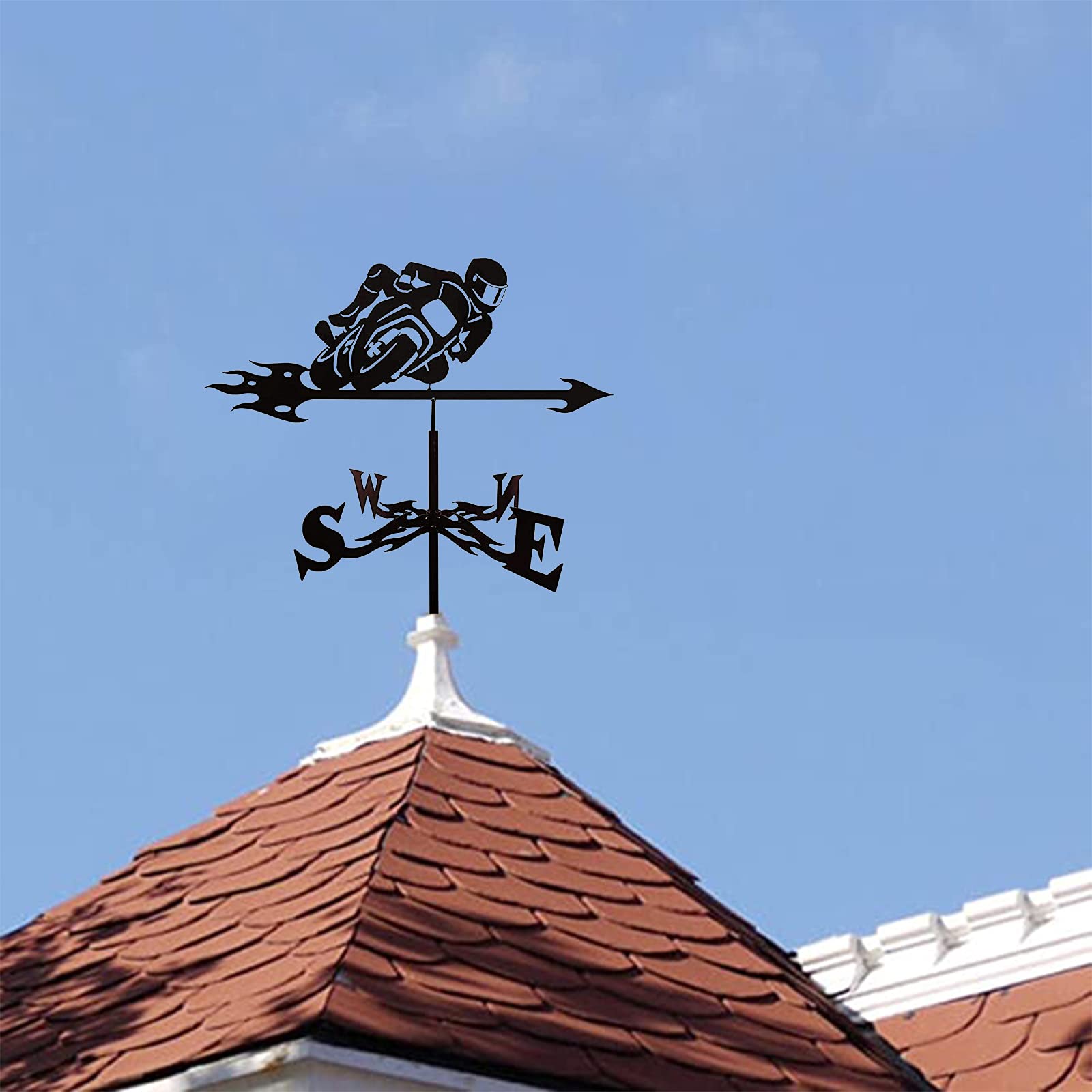 Dekoracja na podwórku zewnętrznym, metalowy wiatrowskaz,praktyczne Stal nierdzewna,Narzędzie pomiarowe na zewnątrz,Żelazny dach, Ogród, Patio, Wskaźnik kierunku, dekoracja.